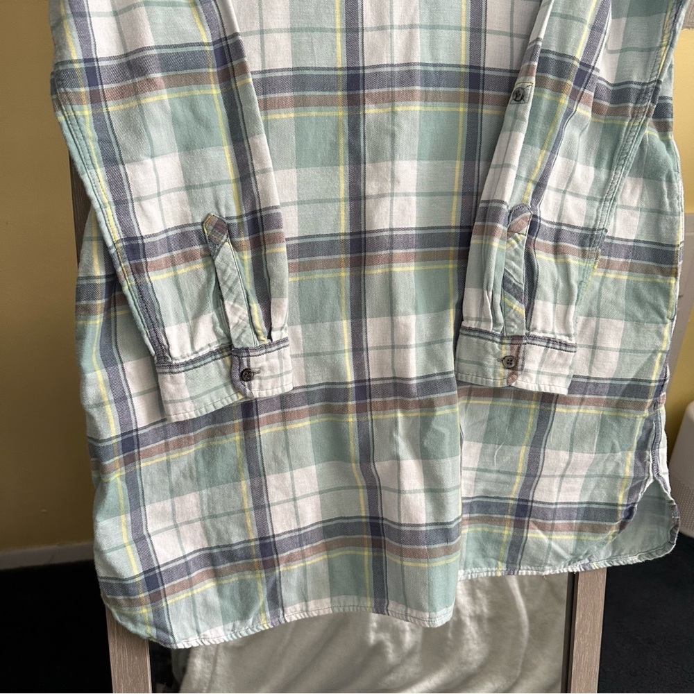Pendleton Popover Shirt Dress Womens Light Blue Plaid Cotton 3/4 Sleeves L Tunic - Picture 4 of 11